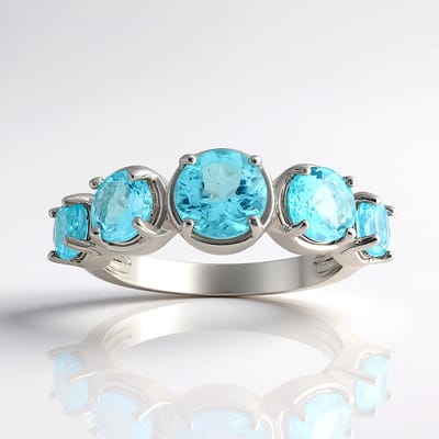 Cavill - Zilveren Ring met Blauwe Apatiet 1 938 ct - Gerhodineerd 925 Sterling Zilver - Elegante Damesring Rond Geslepen - Madagaskar Edelsteen