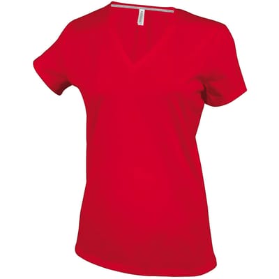 Kariban Dames/dames Feminine Fit Korte Mouwen V Hals T-Shirt (Rood)