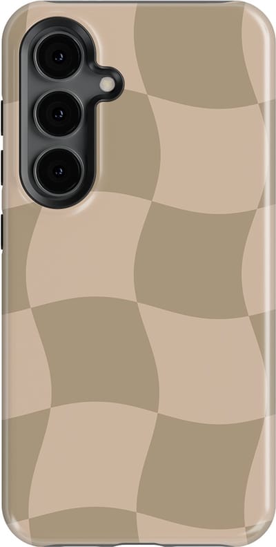 Checkered Warp Hoesje Samsung Galaxy S24 | Geschikt Voor Mag | Uniek Design Hoesje | Beschermhoes Samsung Galaxy S24 Sandwave