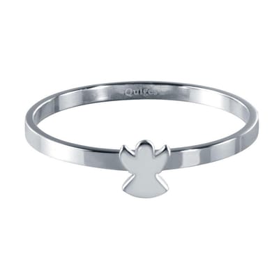 Quiges Stapelring Dames - Vulring Engel - RVS Zilverkleurig - Maat 19 - Hoogte 2mm