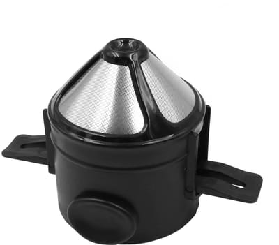 JHUBERS- Koffiefilter Herbruikbaar - Dubbellaags - Roestvrij Staal - Voor Koffiekopjes - Milieuvriendelijk - Klein Formaat 12 x 7,5 cm - Koffiedruppelaar