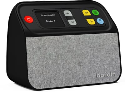 BBrain Muziekspeler - Hulpmiddelen voor ouderen met dementie - Eenvoudige DAB+ Senioren radio - Dementie radio - Zelfstandig te bieden met één knop - Zwart