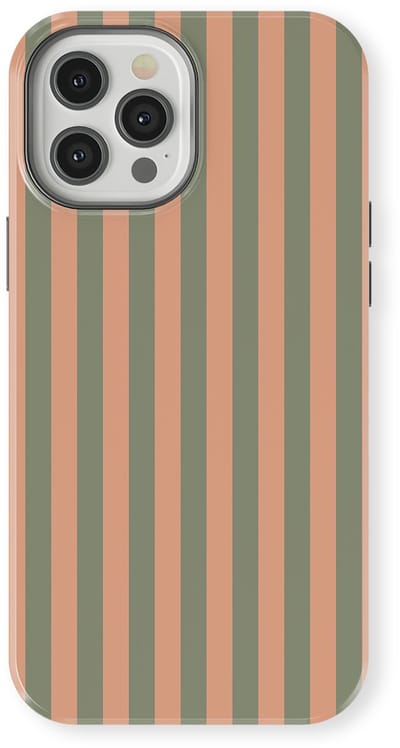 DripCase Gestreept Hoesje geschikt voor iPhone 12 Pro | Backcover met Mag | Stripes Motief | Trendy Case geschikt voor iPhone 12 Pro met Strepen Sweet Sage