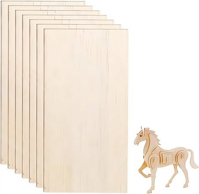 Pack of 6 Balsa Wood Panels - 200 x 100 x 2 mm - Plywood Sheet - Wooden Panels for Crafts - Wooden Board - Balsabretter - Wooden Discs for Laser Projects - DIY Model - Arts and Crafts Material