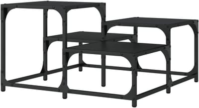 Salontafel vierkant - Koffietafel - Woonkamer inrichten - Industriële stijl - 68 x 68 x 40 cm - Zwart