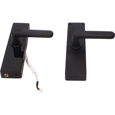 Serrure de porte intelligente WiFi Empreinte digitale Mot de passe Carte IC Clé Rechargeable Double Languette Serrure de porte numérique avec poignée pour la maison black