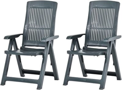 Tuinstoelen 2 stuks - Verstelbare stoelen - Ontspannen buiten - Verstelbare rugleuning - 60 x 61 x 109 cm - Groen