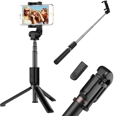 3 in 1 Selfie Stick met Afstandsbediening en Foldable Tripod Stand Geschikt voor Samsung Galaxy A50s/A30s - Zwart