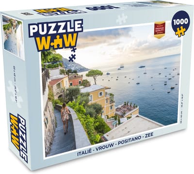Puzzel Italië - Vrouw - Positano - Zee - Legpuzzel - Puzzel 1000 stukjes volwassenen