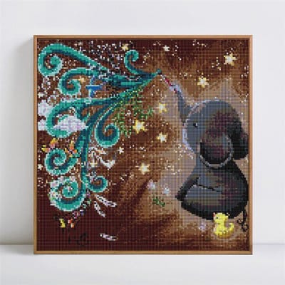 Volledige ronde kruissteek steentjes dier mozaïek diamant schilderij olifant 30x30CM black