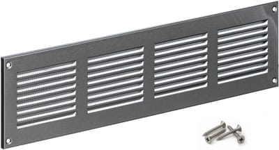 Roestvrijstalen ventilatierooster 400 x 100 mm met insectengaas - afvoerrooster voor diverse toepassingen