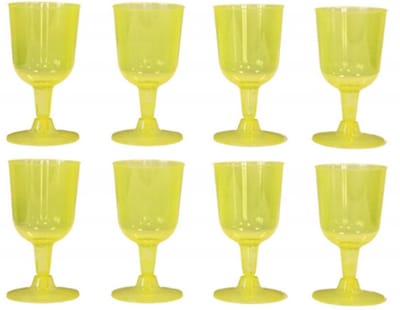 Excellent Houseware Wijnglazen - 8x - geel - kunststof - 160ml - herbruikbaar wijnglas