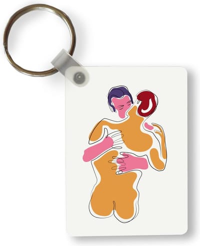 Sleutelhanger - Illustratie van twee zoenende mannen - Uitdeelcadeautjes - Plastic