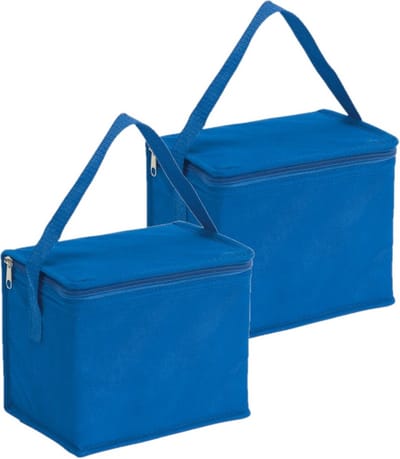 Kleine koeltas voor lunch - 2x - blauw - 20 x 13 x 17 cm - 4.5 liter - Koeltassen - medicijnen/sixpack