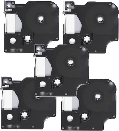 Label Tape Geschikt voor Dymo 45020 | 12 mm x 7 m | S0720600 - Wit op Transparant - 5 stuks - Geschikt voor: 100 100PLUS 120P 150 160 200 210D 220P 260P 280 300 350 350D 360D 400 400 Duo 420P 450 450D 450 Duo 500TS PnP Wireless PnP MobileLabeler PC