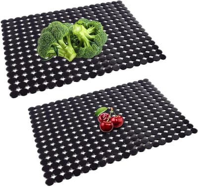 Dailygoods- Gootsteenmat Antislip - Set van 2 - 30 x 40 cm - PVC - Zwart - Bescherming voor Servies en Glazen - Spoonmat