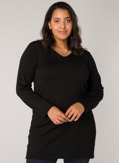 BASE LEVEL CURVY Anine Long Tuniek - Black - maat X-0(44)