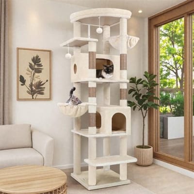 Thuys - Krabpaal voor Grote Katten - Krabton - Kattenhuis - Beige
