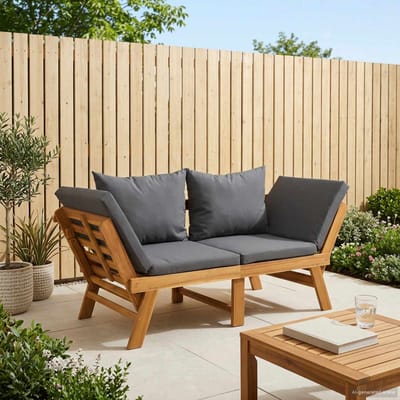vidaXL - 3-in-1 - Tuinbank - met - Kussens - Massief - Acacia - Hout - Donkergrijs