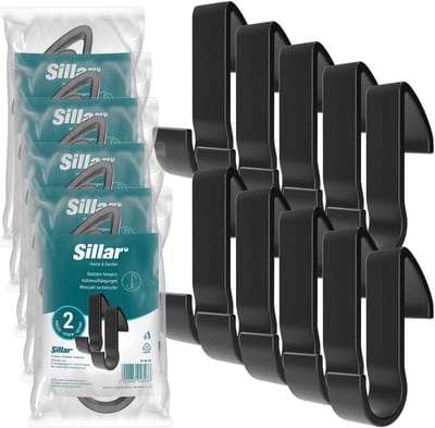 Sillar, Haken, badkamer handgrepen, hangers voor radiator, radiator, kunststof, 95mm, 10 stuck, zwart