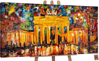 Canvas schilderij groot handgeschilderd Brandenburger Tor Berlijn architectuur – YS-Art Gallery – Stijlvolle wanddecoratie voor woonkamer – Modern schilderij voor kantoor en hal