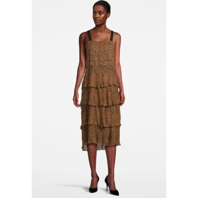 PINKO Preferire 1 Abito Fil Coupe Brown/black Size: 40 | Midi Dresses Outlet | Dames | Bruin
