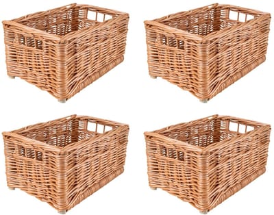 Home 4 x Rieten Mand Opbergdoos | Natuurlijk met Handvatten | 30 x 20 x 16 cm (+/- 2 cm) | Handgemaakt Duurzaam | Ideaal voor Documenten, Kostbaarheden, Speelgoed, Gereedschap Voor Kinderen