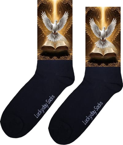 Bijbel - Duif - Opkikker - Grappige sokken - Valentijns cadeau - Verjaardag cadeau - Kerst cadeau - Grappige sokken - Leuke sokken - Vrolijke sokken - Geloof - Vaderdag - Moederdag - God - Vogel - Socks die Happy maken - 37-44