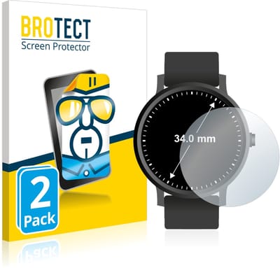 BROTECT - Screenprotector voor Ronde Displays (ø: 34 mm) - Folie Beschermfolie transparant 2 Stuks