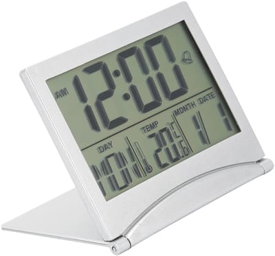 Store_9 - Kleine Digitale Reiswekker - Draagbare Wekker - Grote Nummerweergave - Zilver - Temperatuurweergave - Verjaardagsherinnering - Geschikt v...