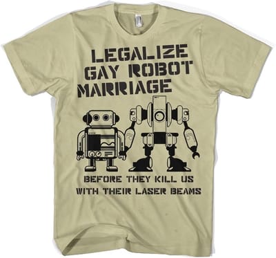 Hybris Legaliseer het homohuwelijk tussen robots Khaki