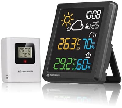 Kleuren Weerstation met Thermo-Hygro Buitensensor - Max./Min. Waardeopslag, DCF Tijdsturing en Wekfunctie