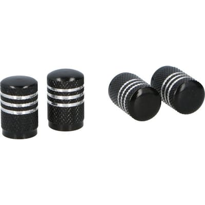 Dunlop Autobanden ventieldoppen - 4 delig - zwart - aluminium - Opvallende ventieldopjes