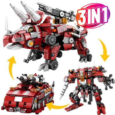 Reobrix 33003 3 in 1 Jurassic Triceratops technisch ideas bouwset | World of Dinosaurus | Geschikt voor Lego | Classic Creator Modelbouw | STEM Educatief Speelgoed voor volwassenen & Kinderen | Bouwdoos met 930 bouwstenen