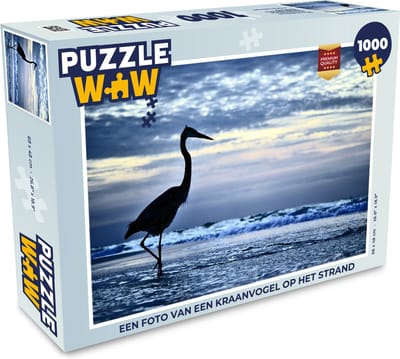 Puzzel Een foto van een kraanvogel op het strand - Legpuzzel - Puzzel 1000 stukjes volwassenen