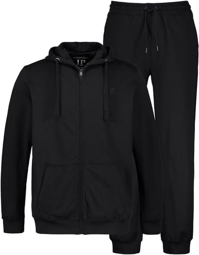 JP 1880 - Heren - Joggingpak loungewear 2-delig hoodie-jack en broek - Zwart - Maat 3XL