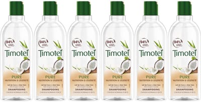 6x Timotei Shampoo Pure Nutrition & Lightness met kokosmelk in aloë vera 300ml