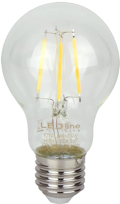 LED line LITE LED Filament Lamp A60 E27 - 4W (vervangt 40W) - 480lm - Ø60mm - 230V - Energiezuinig