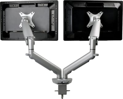 DESQ® Dubbele Monitorarm met Gasveer | 17/32 Inch | Bureauklem | Premium line | Aluminium
