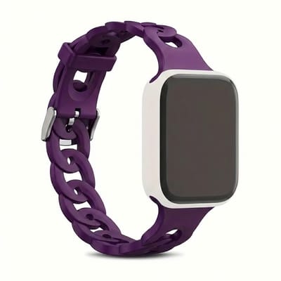 Donker paars horlogebandje voor smartwatch dames en heren met ultra dun schakel design van silicone en vaste sluiting, Geschikt voor Apple Watch 38 mm / 40 mm / 41 mm / 42 mm (serie 10 / 11)