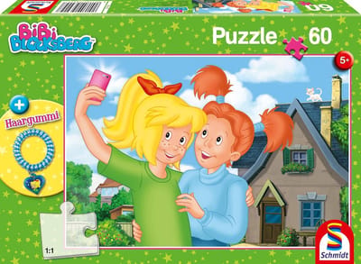 Bibi Blocksberg Kinderpuzzel Selfie - 60 Delen met Haarelastiek - Kleurrijk Speelplezier