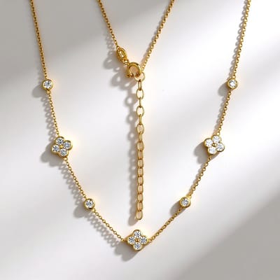 Cavill - Zilveren halsketting 925 sterling verguld - 1,56 ct ronde zirkonen - verstelbaar collier dames - elegante hoogwaardige sieraden