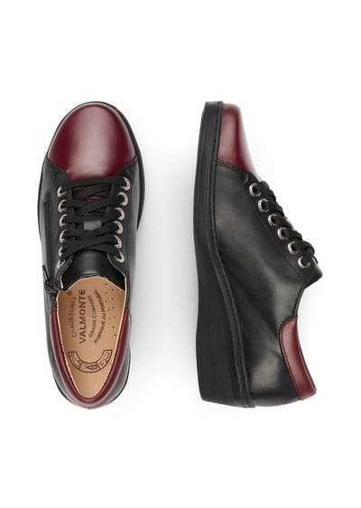 Lage schoenen van echt leer - zwart / bordeaux - Gr. 36 van Goldner Fashion