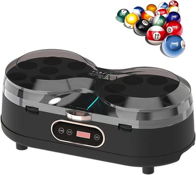 Biljartbal Reiniger - Poolbal Polijstmachine - Ballen Schoonmaken - Dubbele Motor Vortex - Voor 16/22 Ballen - Zwart