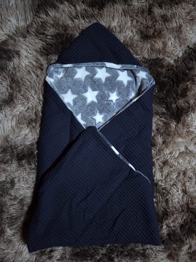 Baby deken | Wikkel deken | Omslagdoek | Blauw | Luxe Fleece | Warme deken | Waffelstof | zo lief89 | Handgemaakt | Sterren |