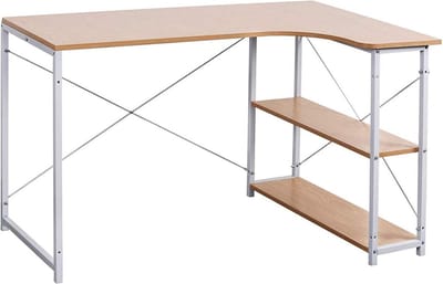 L-vormig werktafelbureau - Bureau - Computerbureau - Ruime werkruimte - Verbeterde stabiliteit - Hoogwaardige constructie - 120 cm x 74 cm x 71,5 cm