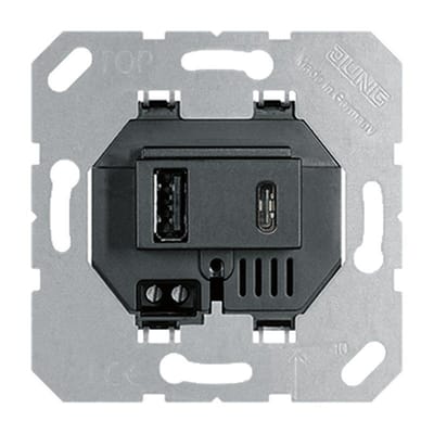 Jung USB Oplaadcontactdoos Type A en C Zwart - USB15CASW - E3KP6