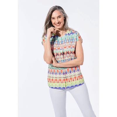 Casual blouse met print - meerkleurig / gedess. - Gr. 21 van Goldner Fashion