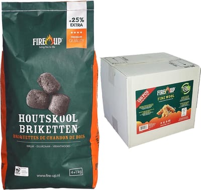 BBQ starterspakket - houtskool briketten 10 kilo - barbecue aanmaak houtwolkrullen 150x
