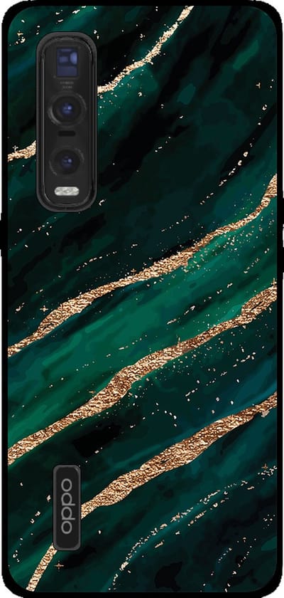 Smartphonica Telefoonhoesje Geschikt voor Oppo Find X2 Pro met marmer opdruk - TPU backcover case marble design - Groen Goud geschikt voor Oppo Find X2 Pro
